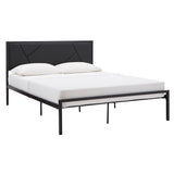 Homelegance By Top-Line Noelle Metal Platform Bed with Geometric Headboard Black Metal