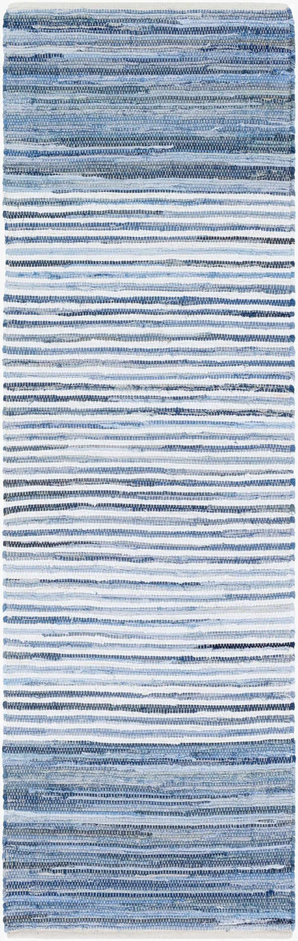 Livabliss Denim Flatweave Cotton Area Rug Hand Woven Cottage Style for Living Dining Rooms Navy, Blue 2'6" x 8' DNM1001-268