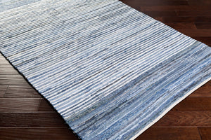 Livabliss Denim Flatweave Cotton Area Rug Hand Woven Cottage Style for Living Dining Rooms Navy, Blue 3' x 12' DNM1001-312