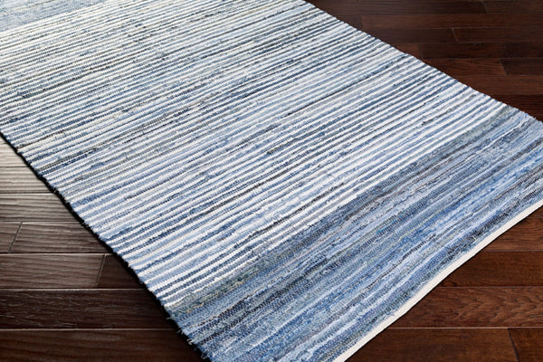 Livabliss Denim Flatweave Cotton Area Rug Hand Woven Cottage Style for Living Dining Rooms Navy, Blue 3' x 12' DNM1001-312