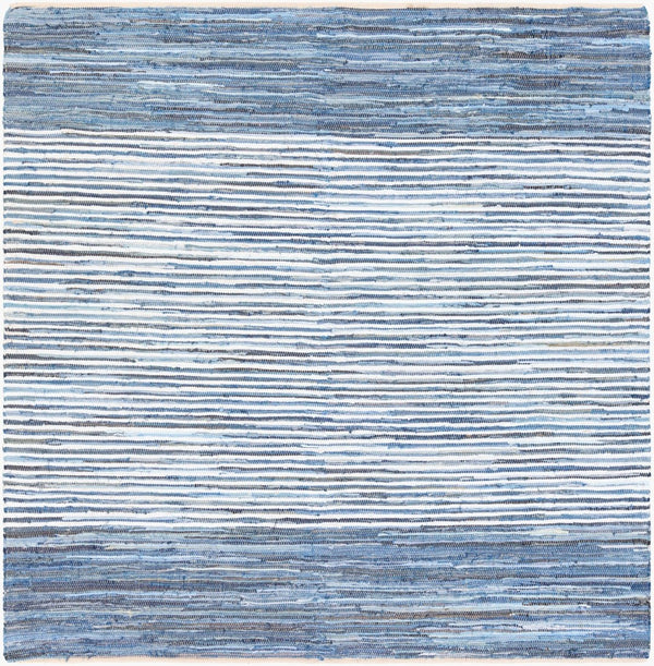 Livabliss Denim Flatweave Cotton Area Rug Hand Woven Cottage Style for Living Dining Rooms Navy, Blue 8' x 8' DNM1001-8SQ