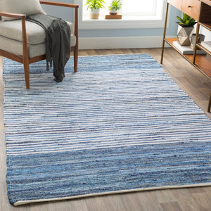 Livabliss Denim Flatweave Cotton Area Rug Hand Woven Cottage Style for Living Dining Rooms Navy, Blue 8' x 8' DNM1001-8SQ