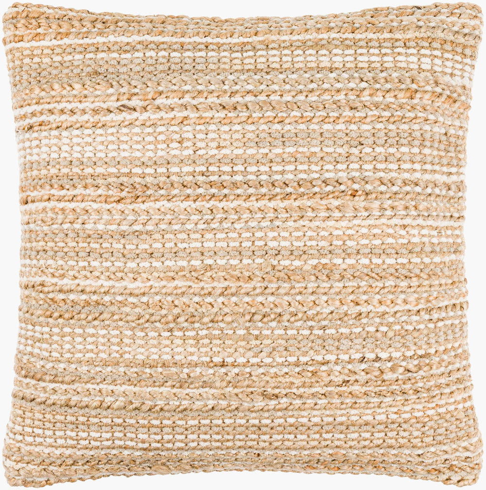 Surya Denpasar 18” X 18” Textured Jute & Cotton Accent Pillow – Perfect Cottage-style Home Decor Enhance Beige Jute,Cotton,Cotton Dnp001-2222d