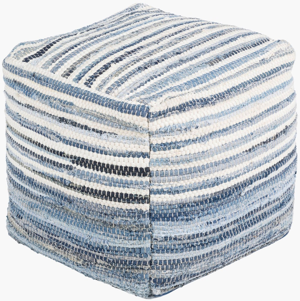 Livabliss Denim Handwoven Cotton Cube Pouf Artisan Crafted for Bohemian Living Spaces DNPF001-161616