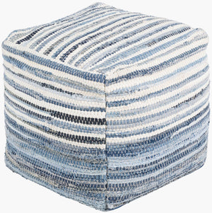 Livabliss Denim Handwoven Cotton Cube Pouf Artisan Crafted for Bohemian Living Spaces DNPF001-161616
