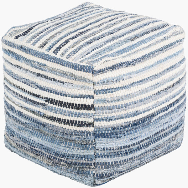 Livabliss Denim Handwoven Cotton Cube Pouf Artisan Crafted for Bohemian Living Spaces DNPF001-161616