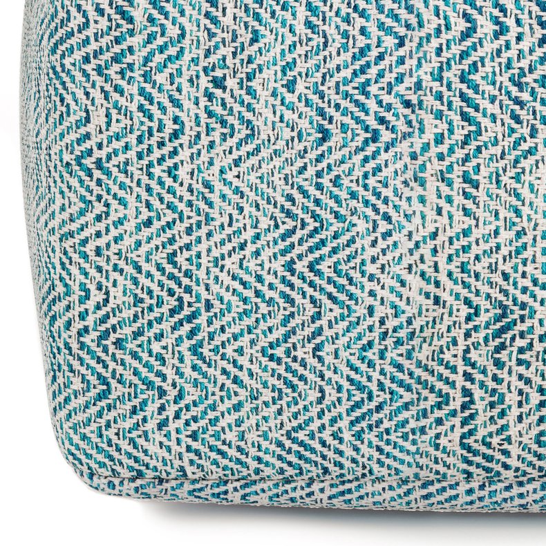 English Elm Nate Square Pouf - Stylish Hand-Woven Teal Melange Accent For Versatile Seating & Footrest Use B136P159276