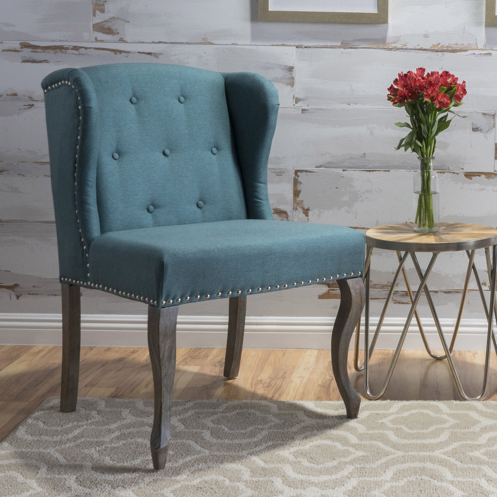 English Elm Kd Wingback Accent Chair Tufted Back Nailhead Trim Cabriole Legs Traditional Style 60001.00DTE