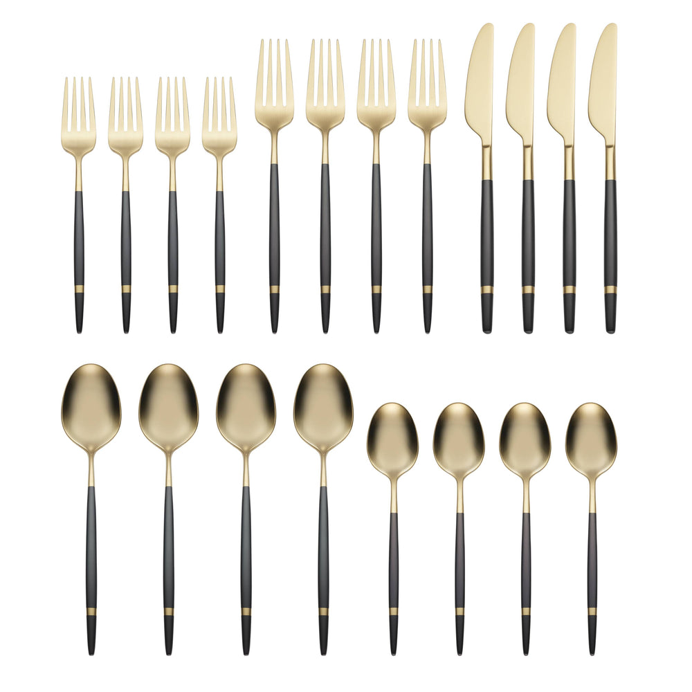 Lenox Cambridge Gaze Black/Gold Satin Banded 20-Piece Flatware Set NO COLOR METAL 516320CKW12DS