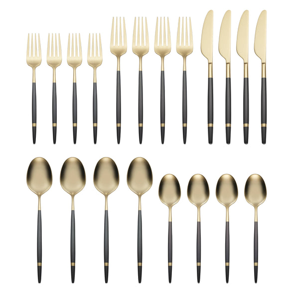 Lenox Cambridge Gaze Black/Gold Satin Banded 20-Piece Flatware Set NO COLOR METAL 516320CKW12DS