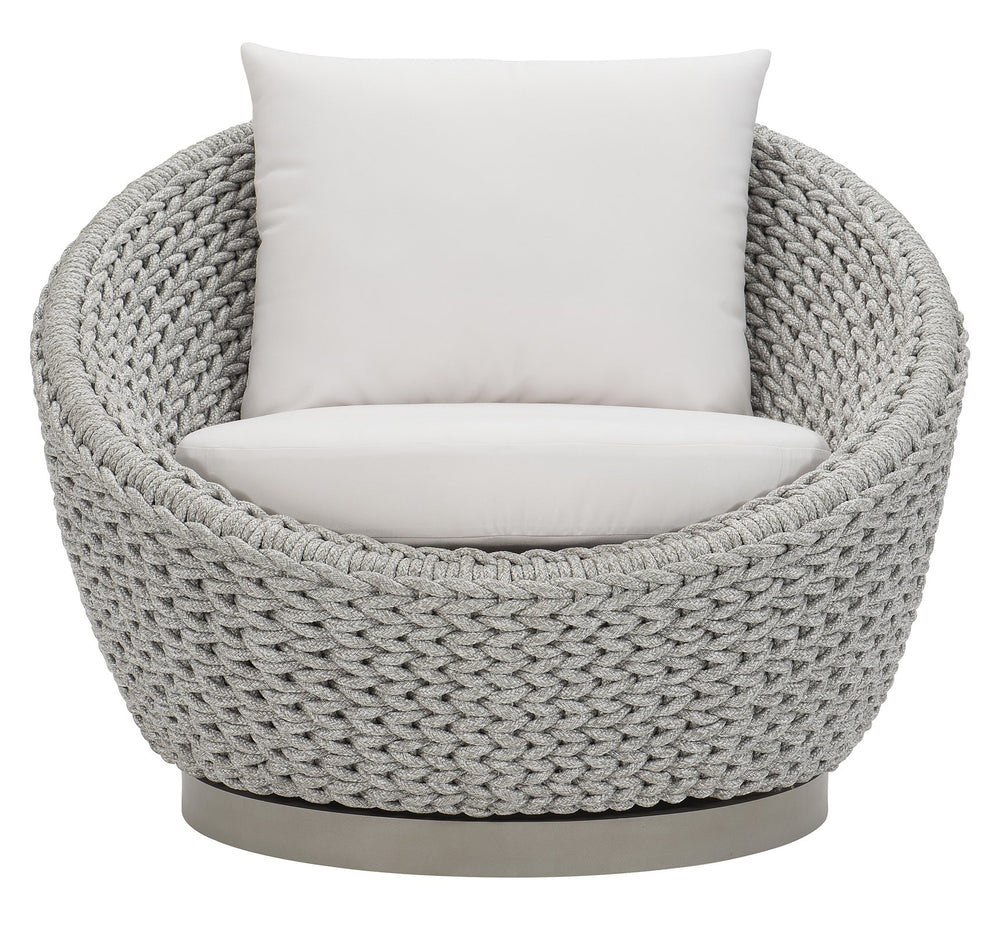 Bernhardt Bernhardt Marled Clay Savaii Outdoor Swivel Chair — Papasan-Inspired Rope Frame, Plush Cushioning - Made to Order O1402SB
