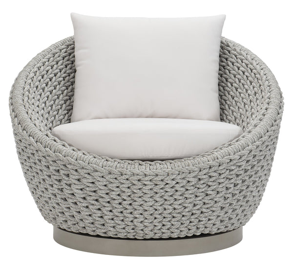 Bernhardt Bernhardt Marled Clay Savaii Outdoor Swivel Chair — Papasan-Inspired Rope Frame, Plush Cushioning - Made to Order O1402SB