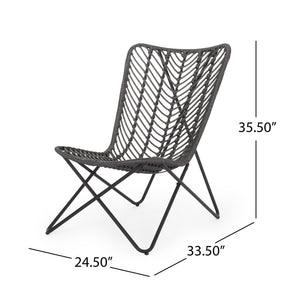 English Elm Gatlin Woven Wicker Outdoor Accent Chair Set Bohemian Curved Shell with Geometric Base 70650.00GRY