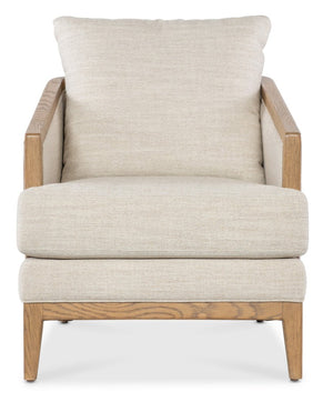 Hooker Furniture Enveyed Stationary Chair With Cashew Oak Frame, Classic Linen Performance Upholstery, Biophilic Comfort SS224-01-413