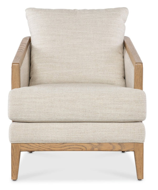 Hooker Furniture Enveyed Stationary Chair With Cashew Oak Frame, Classic Linen Performance Upholstery, Biophilic Comfort SS224-01-413