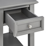 Homelegance By Top-Line Cerie 1-Drawer Side Table with Charging Station Grey Wood