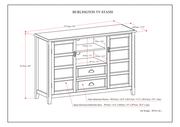 English Elm Burlington Tall Tv Media Stand In Rich Mahogany Brown - Classic Design With Ample Storage & Style B136P159511