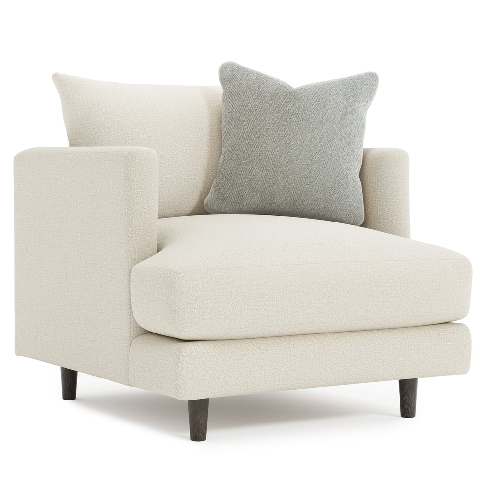 Bernhardt Bernhardt Colette Tuxedo Chair With Feather-Down T-Cushion, Exposed Wood Feet, Custom Upholstery Options - Made to Order P7422A