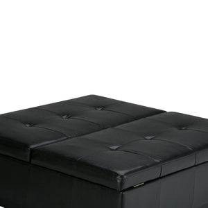 English Elm Dover Square Coffee Table Storage Ottoman - Stylish Midnight Black Design With Hidden Storage Space B136P159047