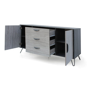English Elm Christopher Knight Home® - MULTI Function Cabinet with Gray Oak Finish, Spacious 59.25"W Storage, Iron Legs, Modern Design 61168.00