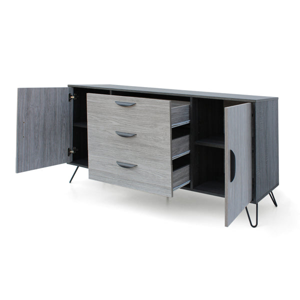 English Elm Christopher Knight Home® - MULTI Function Cabinet with Gray Oak Finish, Spacious 59.25"W Storage, Iron Legs, Modern Design 61168.00