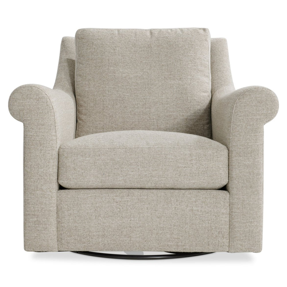 Bernhardt Bernhardt Keirnan Swivel Chair — Made-To-Order Fabric, Rolled Arms, Knife-Edge Cushions, 360° Base Durability P4362SA