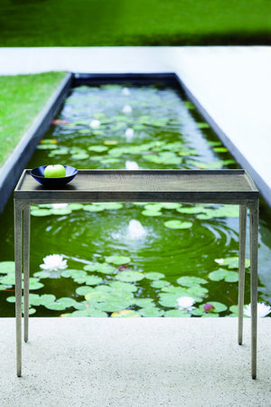 Bernhardt Bernhardt Linea Sofa Table With Cerused Charcoal Oak Top & Textured Graphite Aluminum Base, 36" 384912B