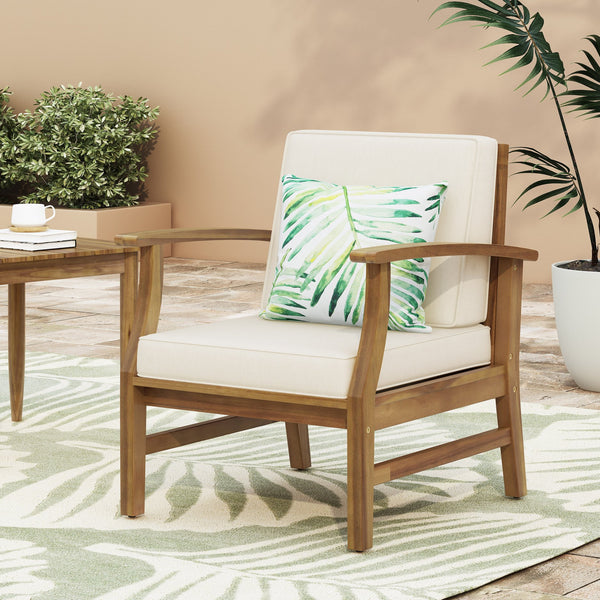 English Elm Perla Solid Acacia Outdoor Club Chair Slatted Hardwood Frame Resort Patio Seat 61442.00CRM