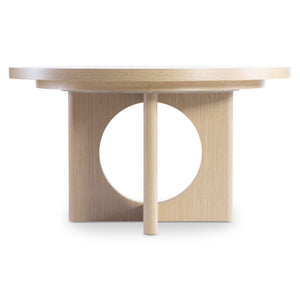 Bernhardt Bernhardt Modulum Sculptural Round Dining Table In Sahara Wood With 20" Leaf, Midcentury-Modern Flair K1821