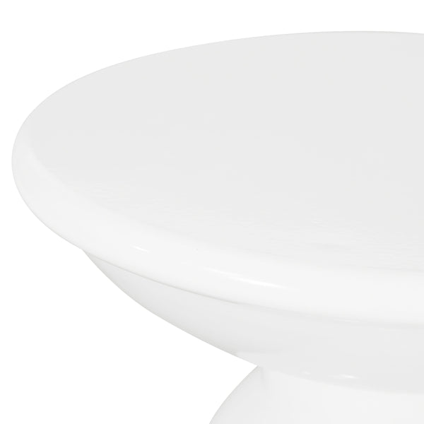 English Elm Serenita Outdoor Powder Coated Iron Pedestal Side Tables Sculptural Flared Set of Two White 73614.00WHI