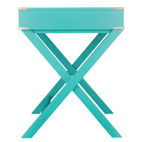 Homelegance By Top-Line Beatrix X-Base Wood Accent Campaign Writing Desk Green MDF