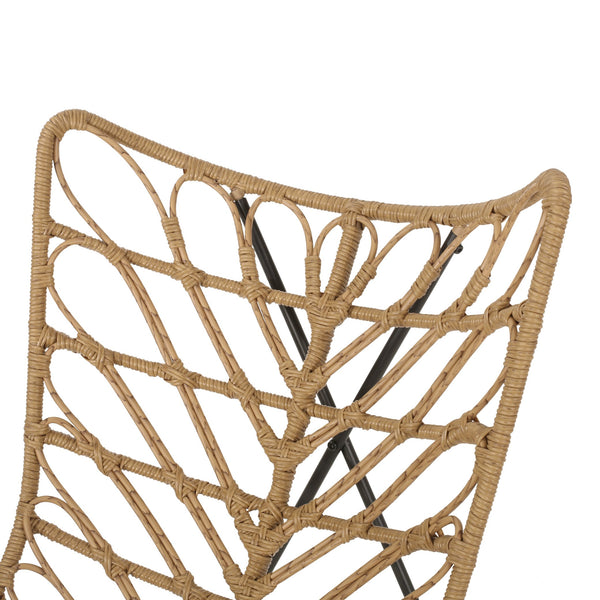English Elm Bryson Wicker Rattan Outdoor Accent Chair Boho Modern Patio Seating with Geometric Base 70651.00LBRN