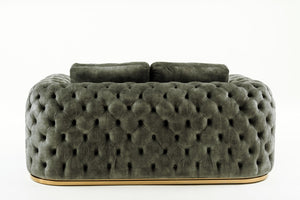 VIG Furniture Dosie Grey Velvet Loveseat With Button-Tufted Arms, Gold Steel Legs, Removable Cushions & Pillows VGBN-S-9368-LOVE-GRY