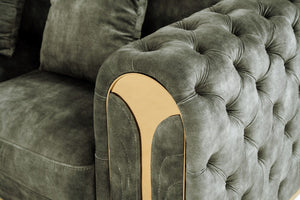 VIG Furniture Dosie Grey Velvet Loveseat With Button-Tufted Arms, Gold Steel Legs, Removable Cushions & Pillows VGBN-S-9368-LOVE-GRY