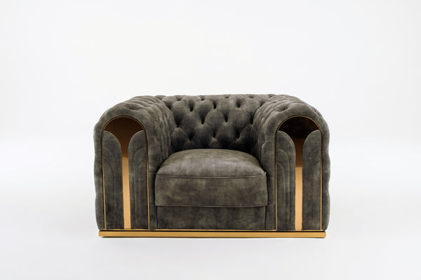 VIG Furniture Divani Casa Dosie - Transitional Grey Velvet Chair VGBN-S-9368-CHR-GRY