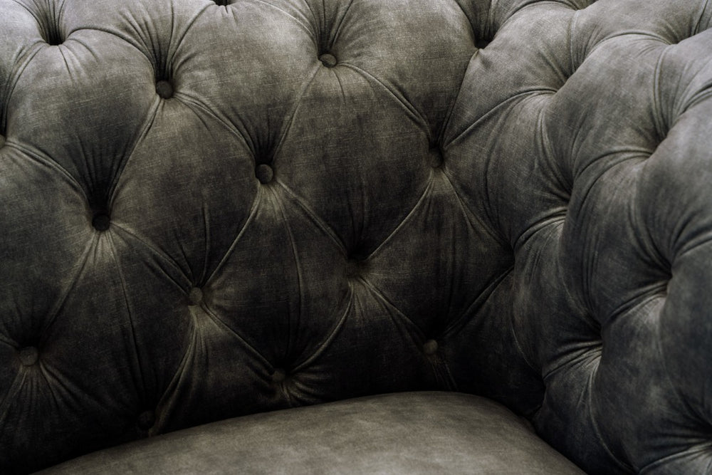 VIG Furniture Dosie Plush Grey Velvet Chair With Gold Stainless Steel Accents, Tufted Arms, Removable Back Pillow VGBN-S-9368-CHR-GRY