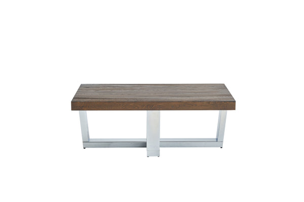 English Elm Steve Silver - Laredo - Rustic Modern Coffee Table With Chrome Base, Hand-Stained Chestnut Finish & Durable Design B081P157764-GIGA