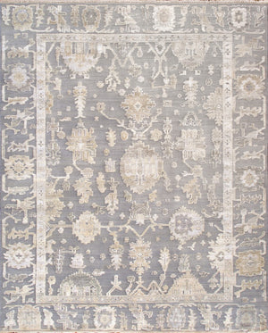 Pasargad Oushak Hand-knotted Grey Wool Area Rug - Timeless Elegance For Luxurious Home Décor   Dou-26 10x14