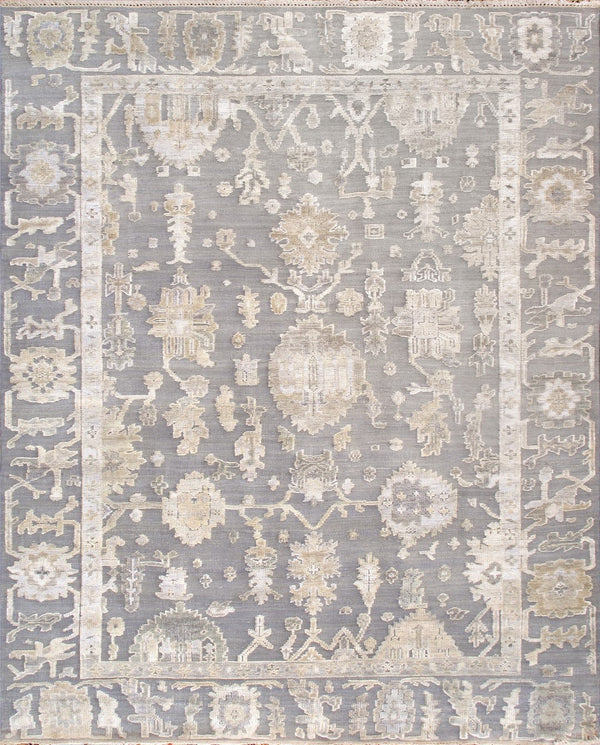 Pasargad Oushak Hand-knotted Grey Wool Area Rug - Timeless Elegance For Luxurious Home Décor   Dou-26 10x14
