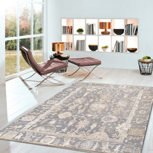 Pasargad Oushak Hand-knotted Grey Wool Area Rug - Timeless Elegance For Luxurious Home Décor   Dou-26 10x14