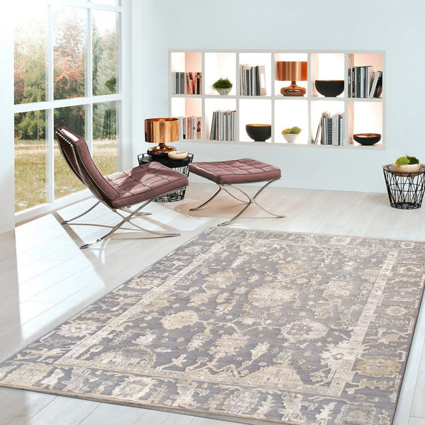 Pasargad Oushak Hand-knotted Grey Wool Area Rug - Timeless Elegance For Luxurious Home Décor   Dou-26 10x14