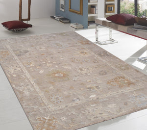 Pasargad Oushak Hand-knotted Grey Wool Area Rug - Timeless Elegance For Luxurious Home Décor   Dou-7 10x14