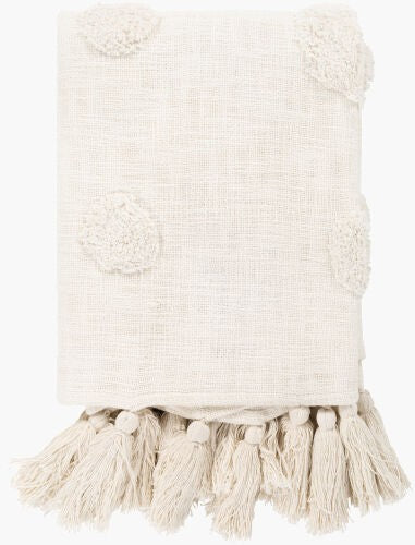 Surya Dove 50"W X 60"L Cotton Throw Blanket - Soft, Stylish Global Décor For Any Room, Easy Care! Ivory Cotton Dov1000-5060