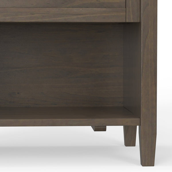English Elm Ela Smoky Brown Bedside Table – Handcrafted Solid Wood, Shaker Drawer, X-Side Detail, Versatile End Table B136P158609