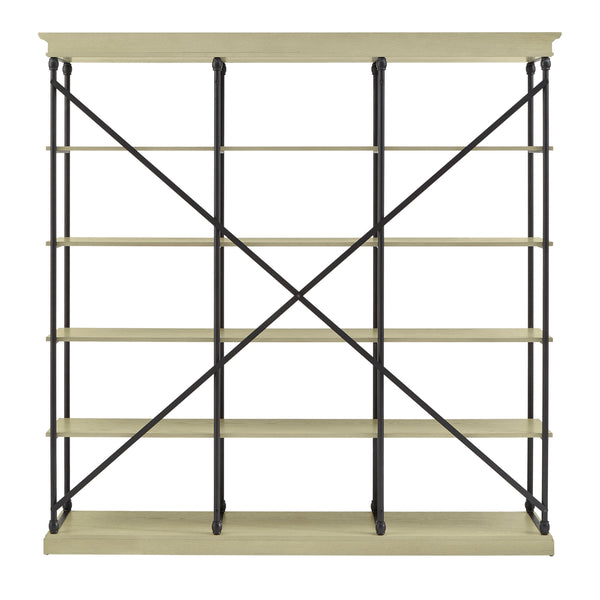 Homelegance By Top-Line Miranda Cornice Triple Shelving Bookcase Ivory White Wood