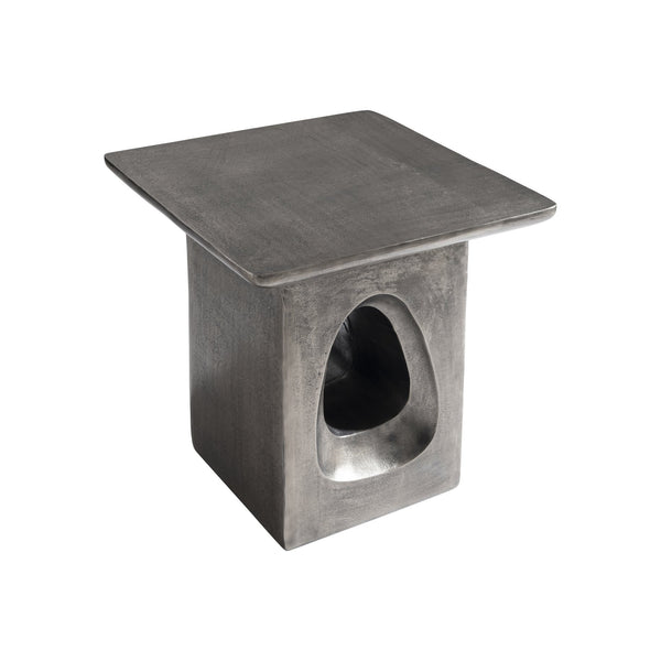 Bernhardt Bernhardt Argo Side Table With Graphite Cast Aluminum Teardrop Base, Square Top, Durable Outdoor-Friendly Finish 328404