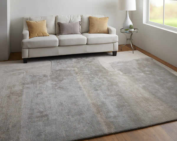 Feizy Rugs Anya Modern Watercolor-inspired Hand-tufted Wool And Viscose Rug For Contemporary Spaces Ivory,Gray Wool,Viscose Any8921fgryivye10