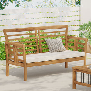 English Elm Caydon Outdoor Loveseat Solid Acacia Hardwood Open Slat Frame Patio Bench Seating 56818.00WTC