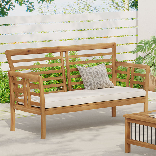 English Elm Caydon Outdoor Loveseat Solid Acacia Hardwood Open Slat Frame Patio Bench Seating 56818.00WTC