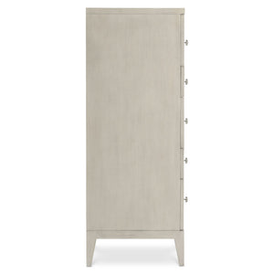 Bernhardt Bernhardt Cornelia Tall Drawer Chest With Nebbia Ash Finish, Brushed Stainless Inlays, 5 Soft-Close Drawers 331118